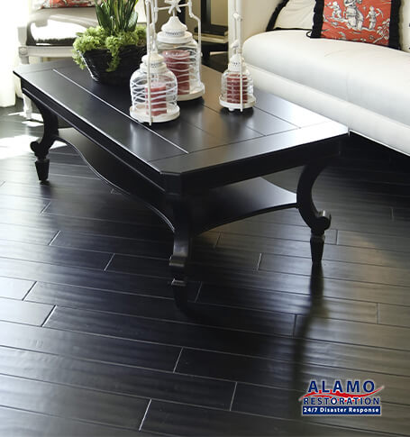 Finished Black Wood Plank Flooring